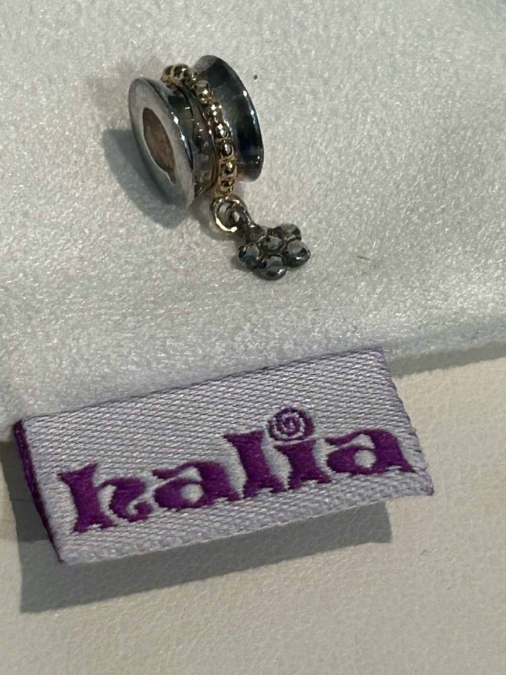 Pandora-style “Golden Daisy” Charm - Sterlint Silver w/ Solid Gold Accents